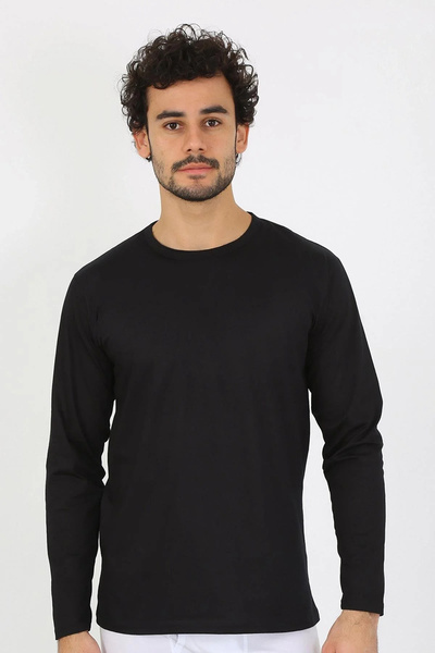 Beruflic Men's Crew Neck Long Sleeve Black Undershirt
