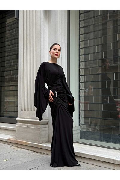 YK FASHION İsabel Bronş Detaylı Elbise