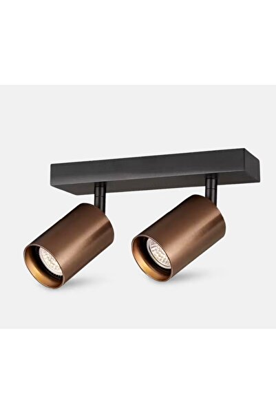 Genel Markalar GU10 İkili LED Spot Avize Kahverengi Siyah Hareketli Başlık Ta...