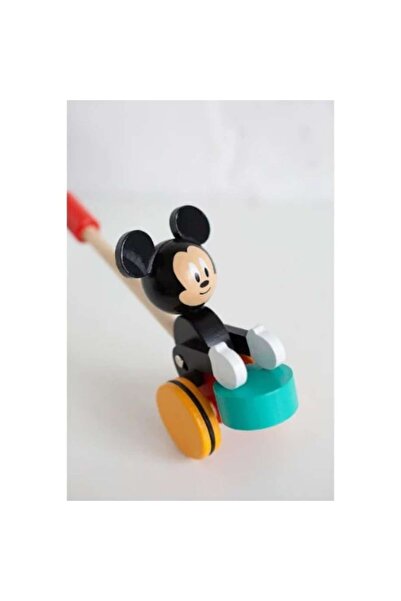 Disney Mickey Mouse Wooden Push Toy, Colorful Wheels, for 2 Years