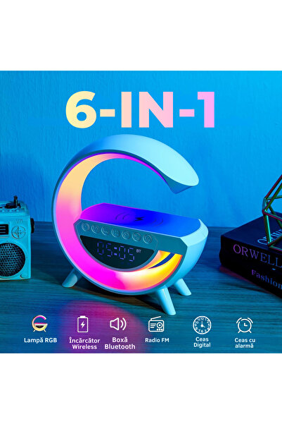 easyCTRL Lamp with RGB LED Lights, 15W Wireless Charger, Bluetooth Speaker, FM Radio, Clock, Alarm, easyCTRL®