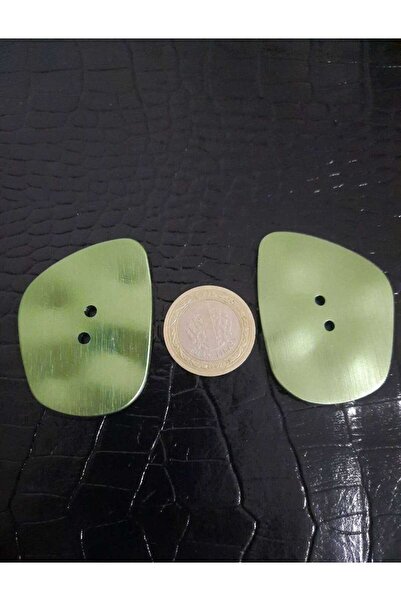 beyna aksesuar زر معدني أخضر كبير غير متماثل 5 سم عبوة واحدة تحتوي على قطعتين