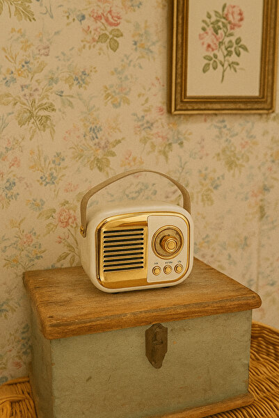 dunyazuccaciye Retro Beyaz Radyo Görünümlü Hoparlör