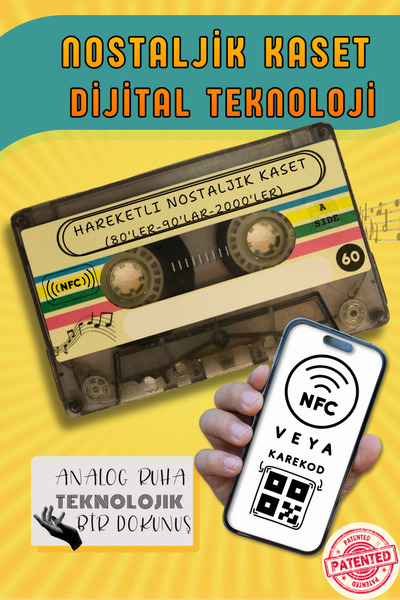 Art inside Temassız -NFC- Kaset Karışık Hareketli 80'ler 90'lar 2000'ler Nostaljik Retro Hediye