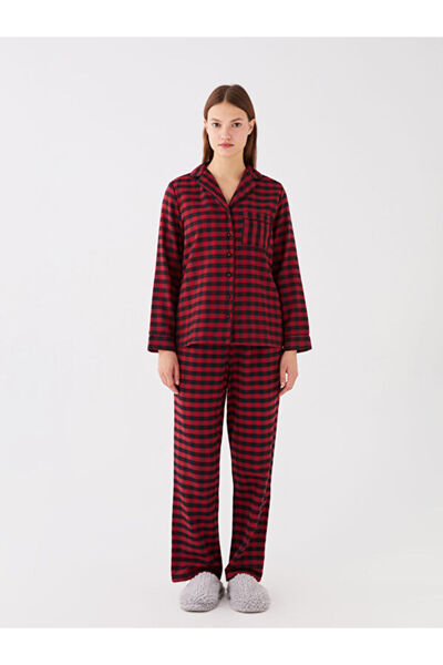 LC Waikiki Shirt Collar Plaid Women's Pajamas Set