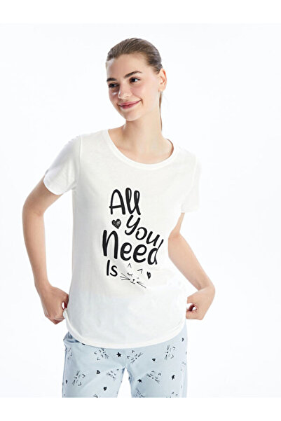 LC Waikiki  Crew Neck Printed Short Sleeve Women's Pajamas Set