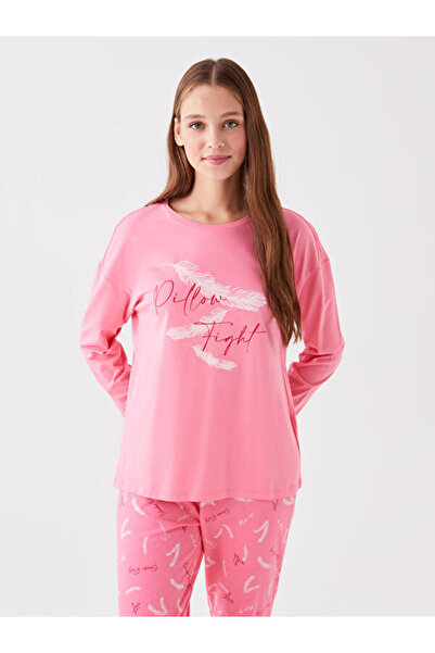 LC Waikiki Crew Neck Printed Long Sleeve Women's Pajamas Set