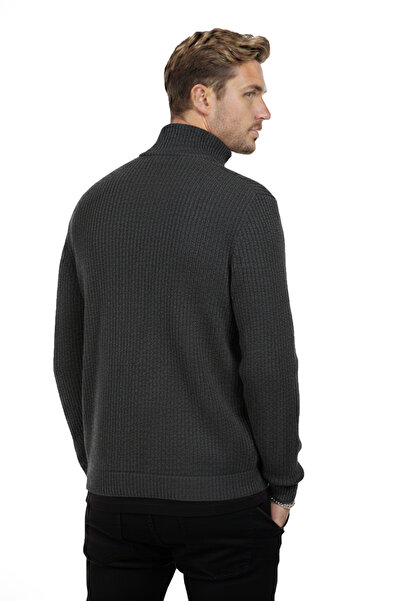 DeepSEA Men's Smoked Half-Zip Oversized Cut Knitwear Sweater – 100% Cotton Knit Sweater 2608511