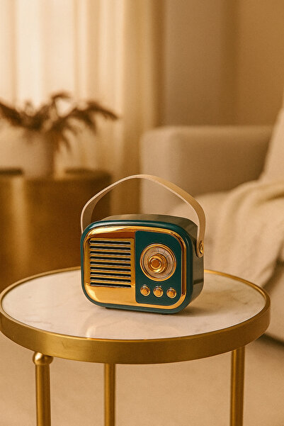 dunyazuccaciye Retro Yeşil Radyo Görünümlü Hoparlör