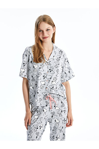 LC Waikiki Shirt Collar Snoopy Printed Short Sleeve Women's Pajamas Set