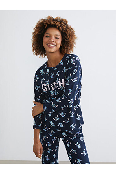 LC Waikiki Bisiklet Yaka Stitch Baskılı Kadın Pijama Takımı