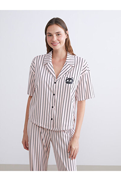 LC Waikiki Set de pijamale pentru femei cu dungi cu guler cămașă