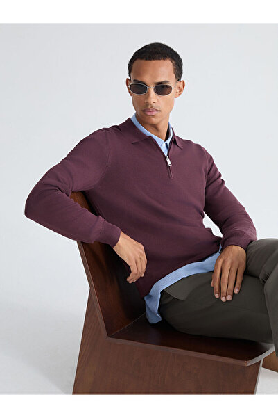 LC Waikiki Lcw Vision Plum Polo Neck Men's Knitwear Sweater