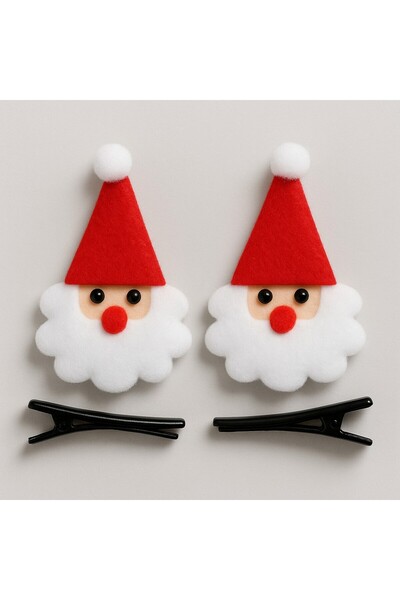 TOYFEST Πακέτο με δύο αξεσουάρ με κόκκινο καπέλο Άγιου Βασίλη με θέμα την Πρωτοχρονιά, χαριτωμένο στολίδι από τσόχα, μοντέλο 4
