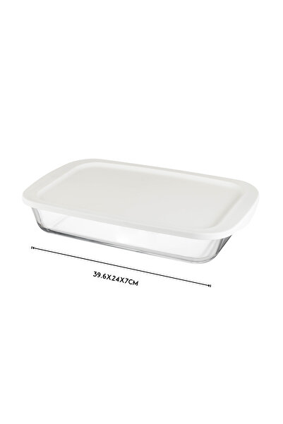 ABAREEK Rectangular glass oven tray with a capacity of 3.6 liters and a lid