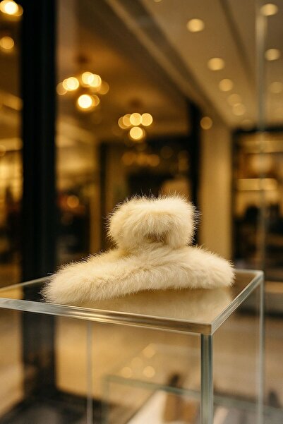 MARBERRY Cataramă pentru femei din pluș cu textura moale bej