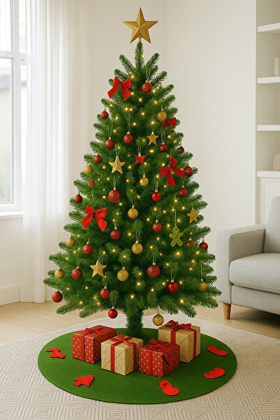 Karter İnovasyon Christmas Tree Rug, Felt Christmas Tree Rug, Christmas Ornament, Christmas Decor,