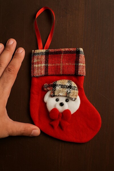 TOYFEST Μικρό κόκκινο χριστουγεννιάτικο κάλυμμα καλαμποκιού με διακοσμητικό αρκουδάκι, διακοσμητικό στολίδι για τζάκι και δέντρο, δώρο