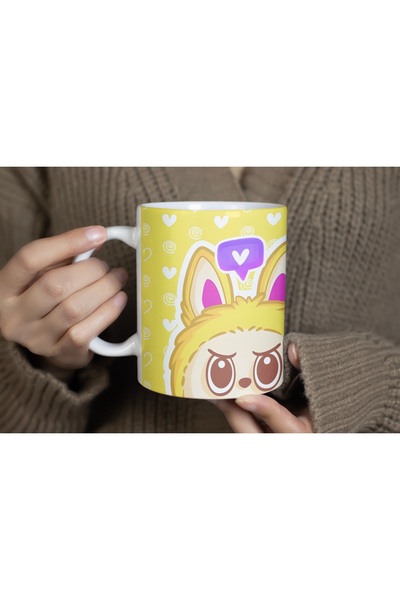 Beramussa كوب لا بوبو الأصفر - نمط شخصيات مبهجة - كوب هدايا بتصميم لطيف