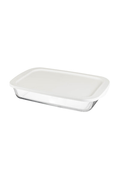ABAREEK Rectangular glass oven tray with a capacity of 3.6 liters and a lid