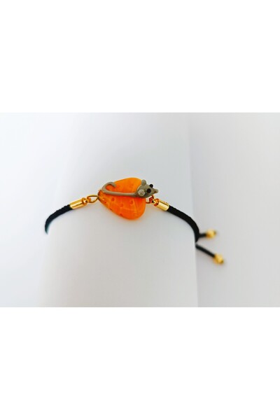 ADAMODART Cheese Mouse Murano Glass Beaded Adjustable Drawstring Bracelet