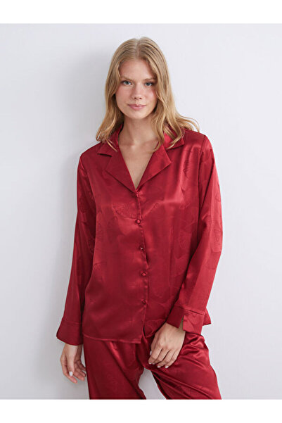 LC Waikiki Shirt Collar Patterned Satin Women's Pajamas Set