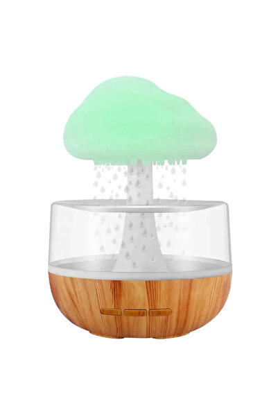 Generic USB Rechargeable Rain Cloud Mushroom Humidifier - Battery Operated Fogger with Water Drip Effect