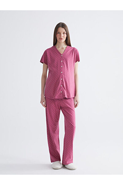 LC Waikiki V-Neck Patterned Maternity Pajama Set