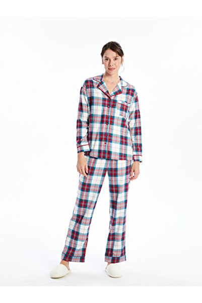 LC Waikiki Shirt Collar Plaid Women's Pajamas Set