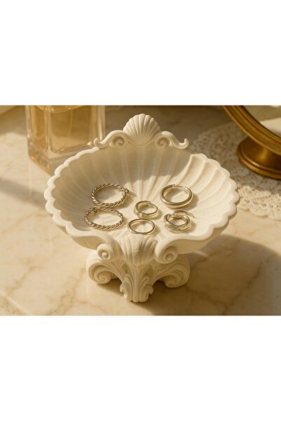 Cypnova منظم مجوهرات على شكل صدفة البحر - حامل مجوهرات أنيق على شكل صدفة بحرية