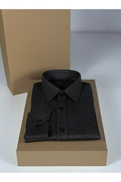 YusGos Long Sleeve Cotton Easy Iron Patterned Regular Fit Premium Men's Shirt