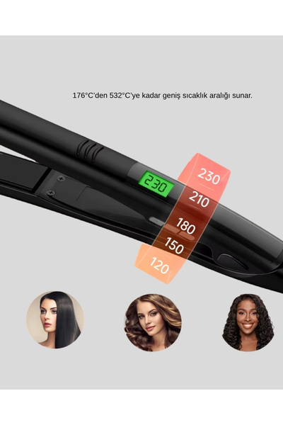 shopwave Digital Display Heat Adjustable Hair Straightener – Titanium Plate, Travel-Friendly Design