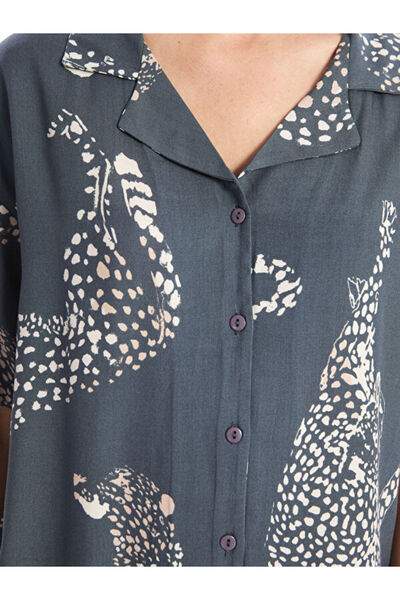 LC Waikiki Shirt Collar Patterned Short Sleeve Women's Pajamas Set