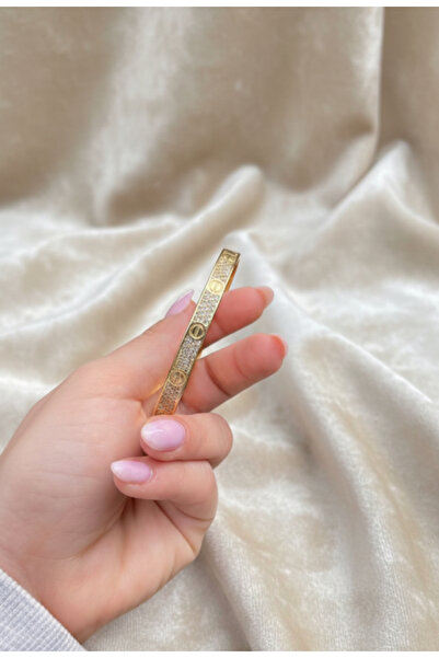 Merlina Jewelry 14 K ALTIN KAPLAMA ZİRKON TAŞLI 2 taraflı kullanılabilen kele...