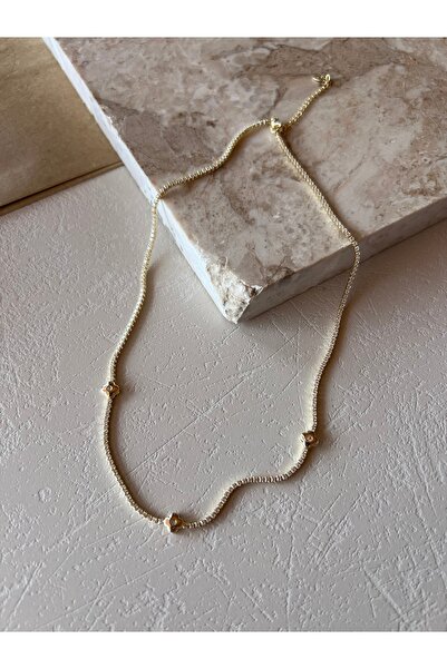 ELENOR Kadın Zirkon Taşlı Üçlü Yonca Detaylı Çelik Kolye