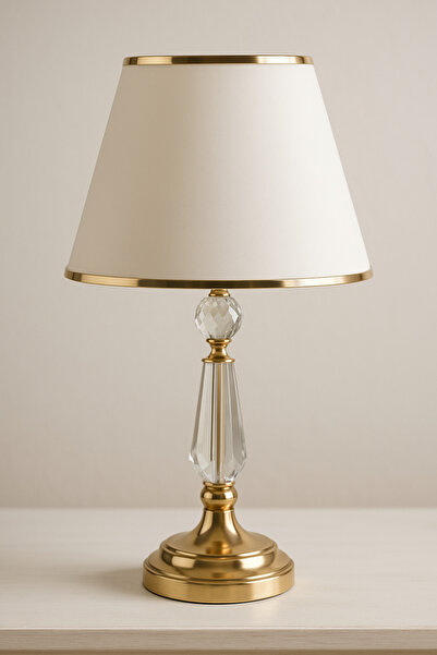 EvLight Glass Body Gold Metal Lampshade and Fabric Headboard
