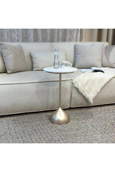 LAMST Marble Serving Table with Golden Base