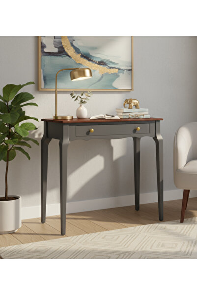 Wooding Mobilya 85 Cm Masif Konik Antrasit Ceviz Dresuar