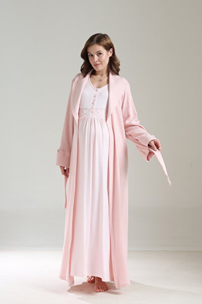 Lohusa Homewear روب نسائي طويل الأكمام من الجاكار الناعم للشتاء، مصنوع من الق...