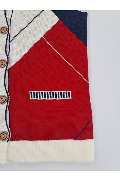 Butik Boys' Knitted Sweater Vest Cardigan with Button Detail and Diamond Pattern Premium Quality