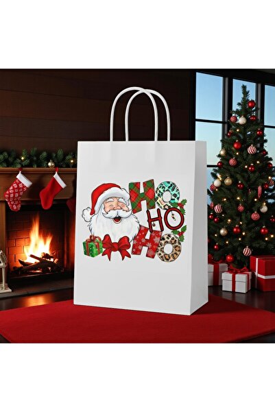 Armada حقيبة هدايا ورقية بيضاء بمقبض ملتوي مكونة من 3 قطع - مع ملصق بتصميم عي...