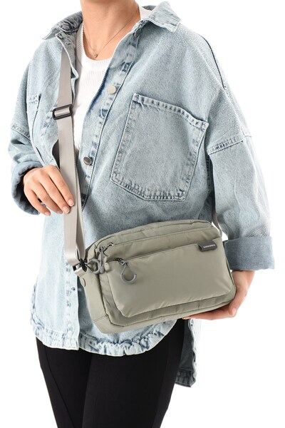 RKY SERENITY حقيبة كروس نسائية من Sanmorris مكونة من 3 أقسام مصنوعة من قماش المظلة وقابلة للتعديل