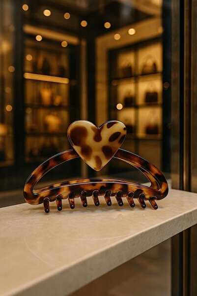 BALIENTE Кавова леопардова серцева жіноча шпилька