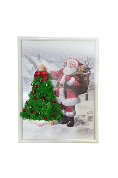 ALVAL Tablou cu licheni stabilizați, imagine de iarnă și Moș Crăciun, 15x20, ...