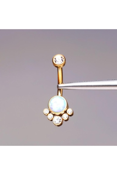 Rupen Kraft Yüksek Kalite G23 Titanium Mavi Opal 0o0 Taş Altın Titanyum Göbek Piercing