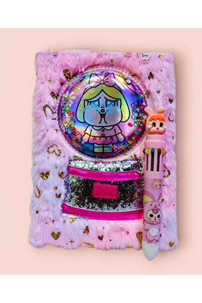 izmir yazici servis Cry Baby Hatıra Defteri 10 Renk Yazabilen Kalem Hediyeli Set Peluş Pullu Simli Pırıltılı