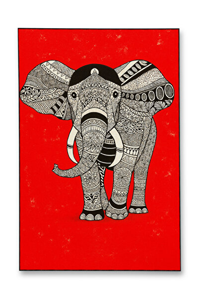 Rugs Modern Halı MOSSO Κόκκινο Θέμα Έθνικ Σχέδιο Ελέφαντα Υφαντή Βάση Μοντέρν...