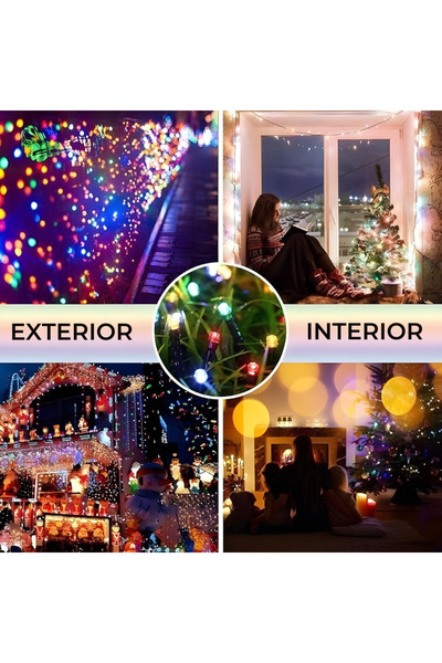 GARDEON Christmas linear light string, Multicolor, 72 m, 8 light modes, IP44, dark green cable