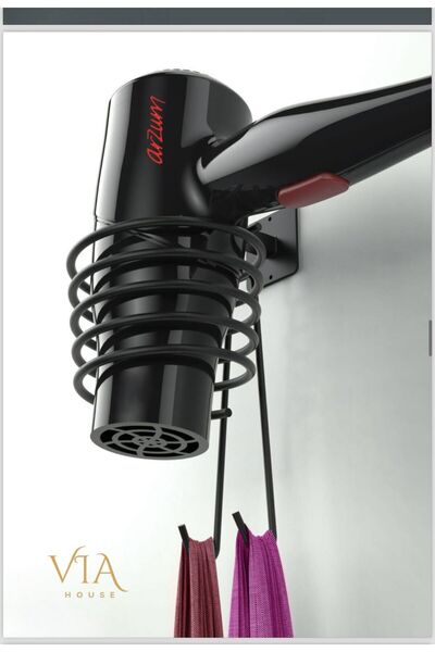 Mfk Yapışkanlı Vidalı Siyah Fön Makinası Askısı Saç Kurutma makinesi Tutacağı...