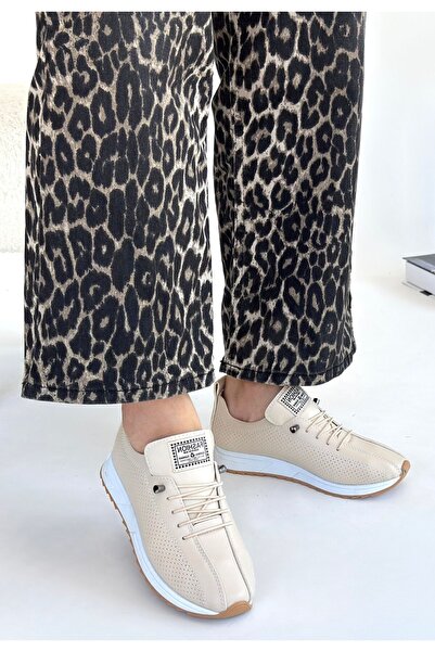 Kanonik Education Fiert Beige Skin Lace-Up Sports Shoes